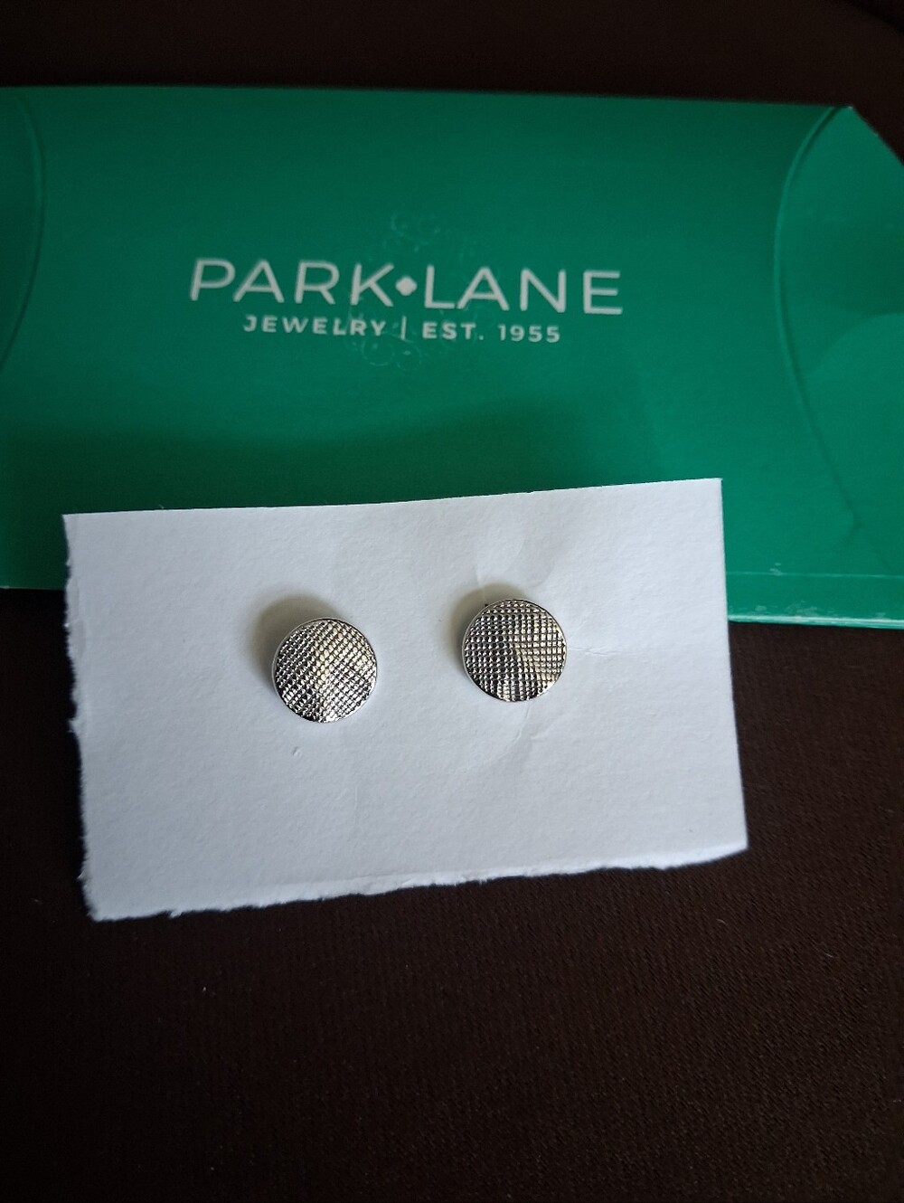 Park Lane Silver Crosshatch Round Stud Earrings